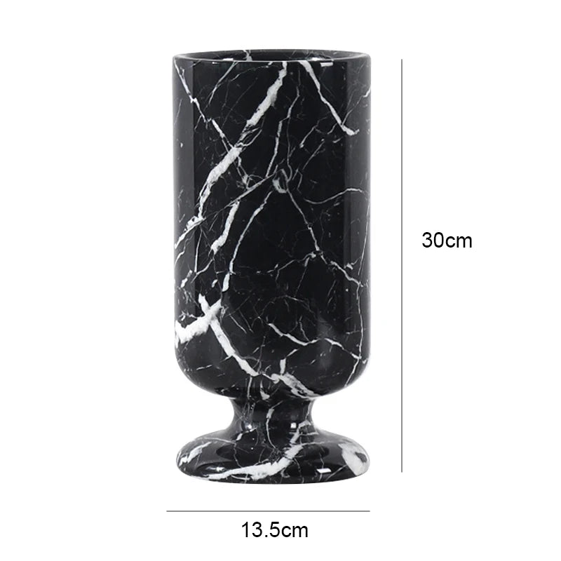 Noir Grand Antique Marble Vase for Living Room Kitchen Bedroom Bathroom Modern Flower Vase for Mantel Entryway Dining Table